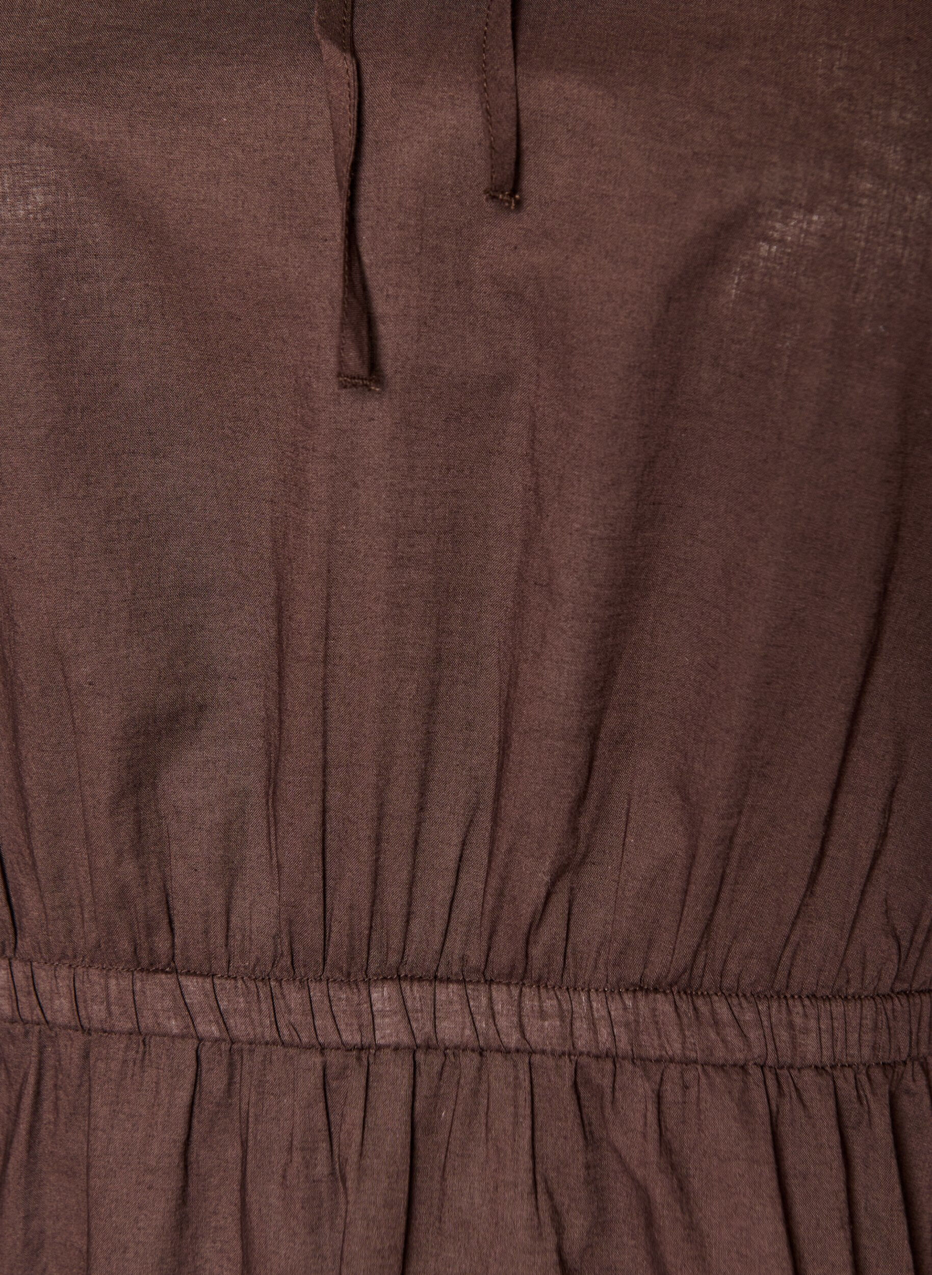 Zizzifashion Cotton blouse with tie-string and elastic waist, Brown, Packshot image number 2