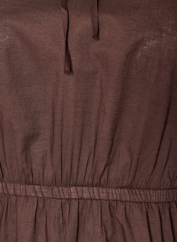 Cotton blouse with tie-string and elastic waist, Brown, Packshot image number 2