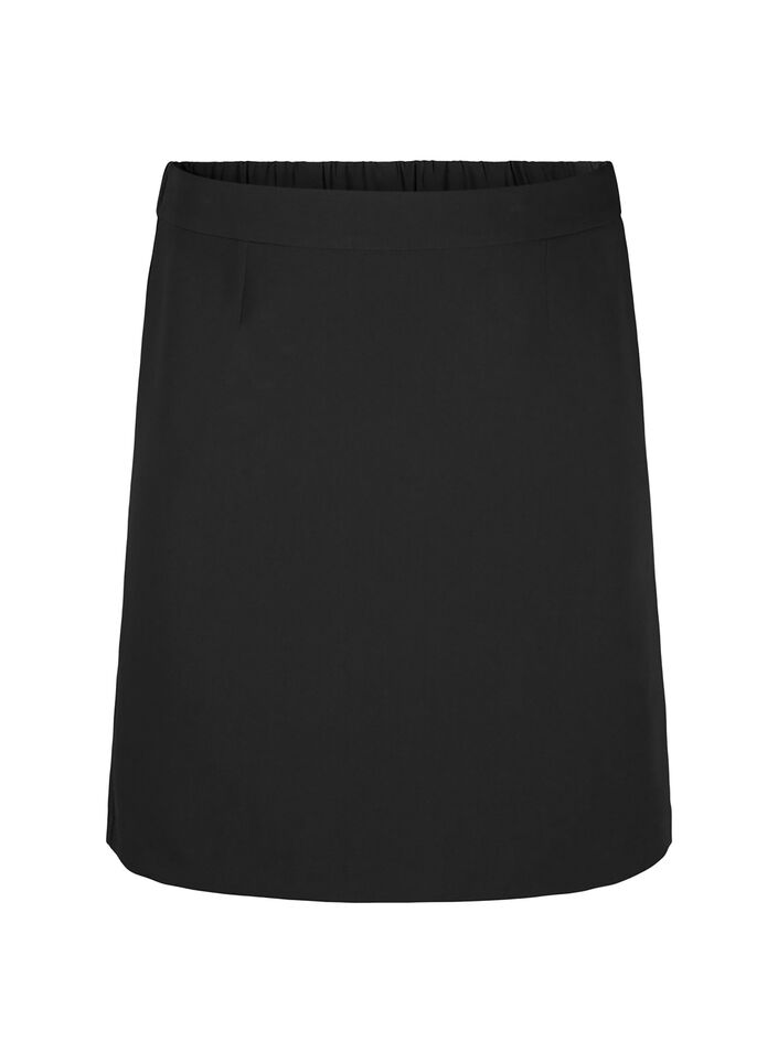 Short skirt with elasticated waist at the back, Black, Packshot image number 0