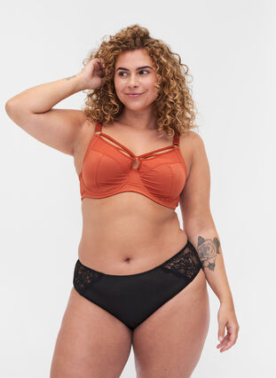 Figa underwired bra with mesh and straps, Burnt Brick, Model image number 2