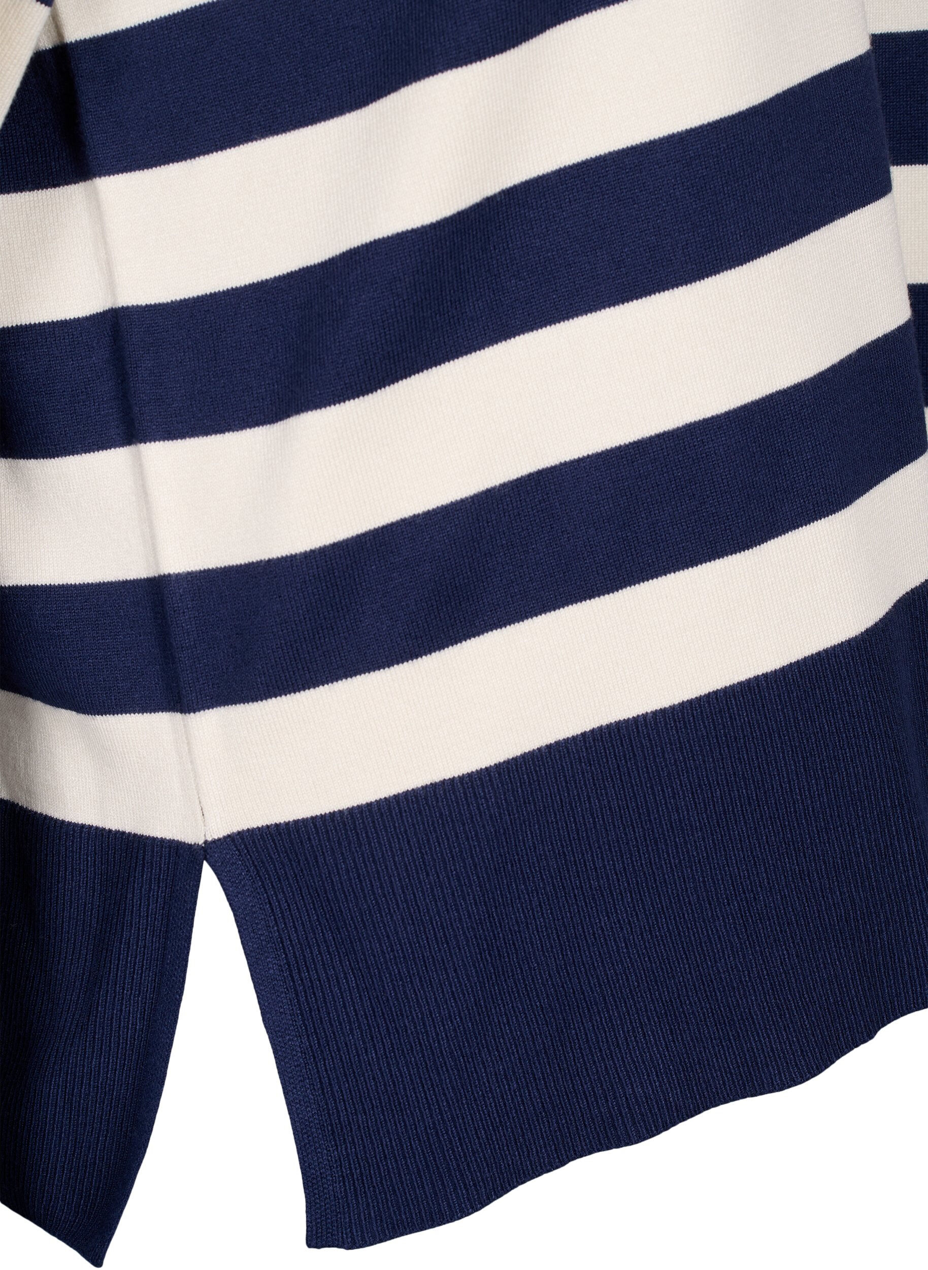 Zizzifashion Striped viscose pullover with 3/4 sleeves, Navy Blazer/Birch, Packshot image number 3