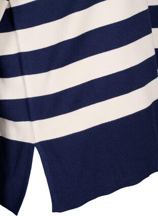 Striped viscose pullover with 3/4 sleeves, Navy Blazer/Birch, Packshot image number 3