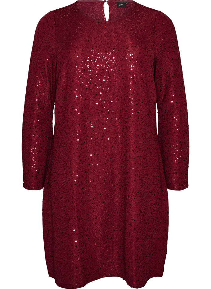 Short sequin dress with an A-line shape, Red, Packshot image number 0