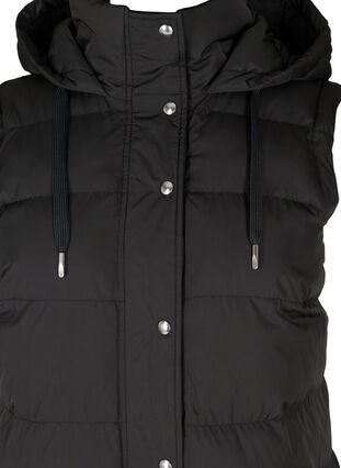 Long body warmer with a hood and button fastening, Black, Packshot image number 2