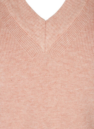 Mottled knitted vest with v-neck, Rose Smoke Mel., Packshot image number 2