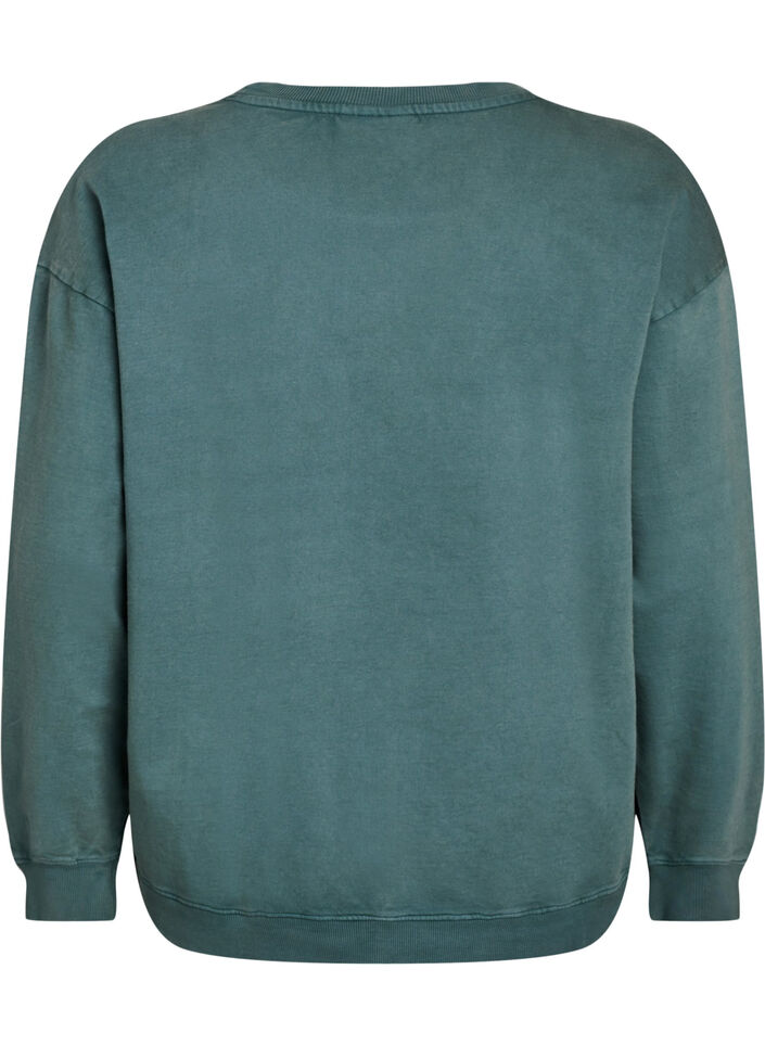 Loose sweatshirt with washed look, Green, Packshot image number 1