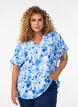 Viscose blouse with ruched sleeves, Blue, Model image number 0