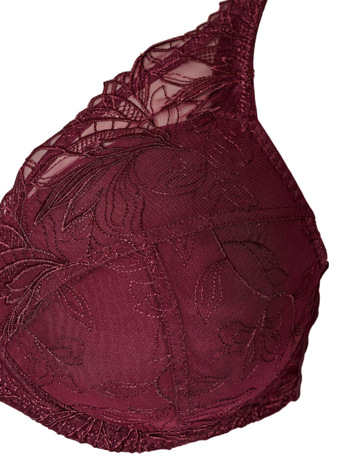 Padded lace bra with underwire, Red, Packshot image number 2