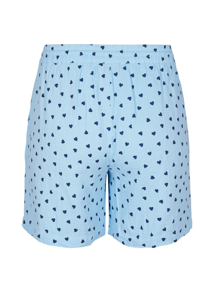 Cotton muslin shorts with hearts, Light Blue, Packshot image number 1