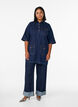 Denim dress with large pockets and 3/4 sleeves, Blue, Model image number 1