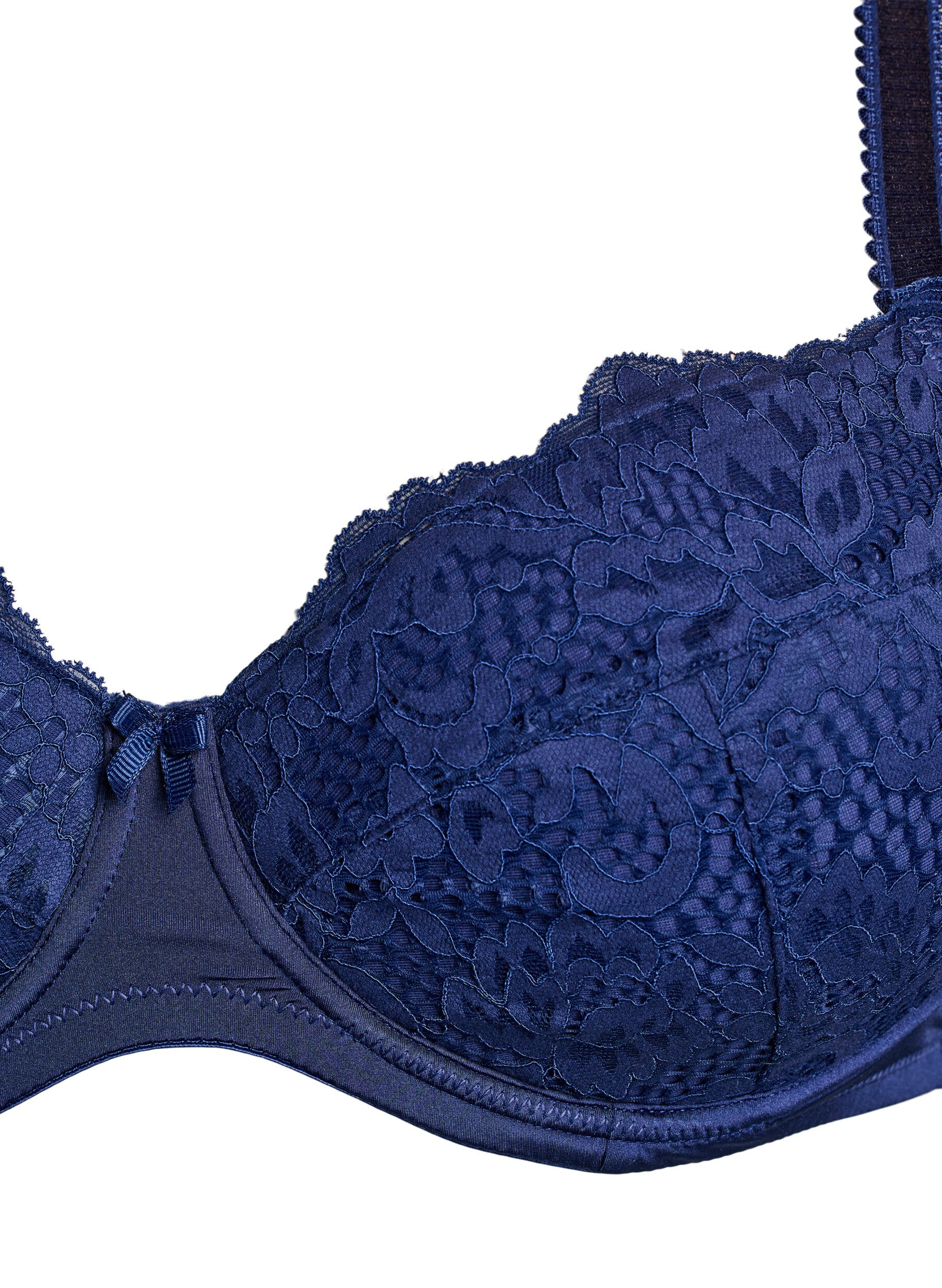Zizzifashion Padded bra in microfibre with lace, Blue, Packshot image number 2