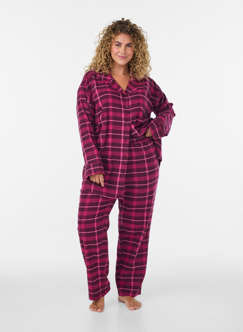 Checked cotton pyjama bottoms, Red, Model image number 0