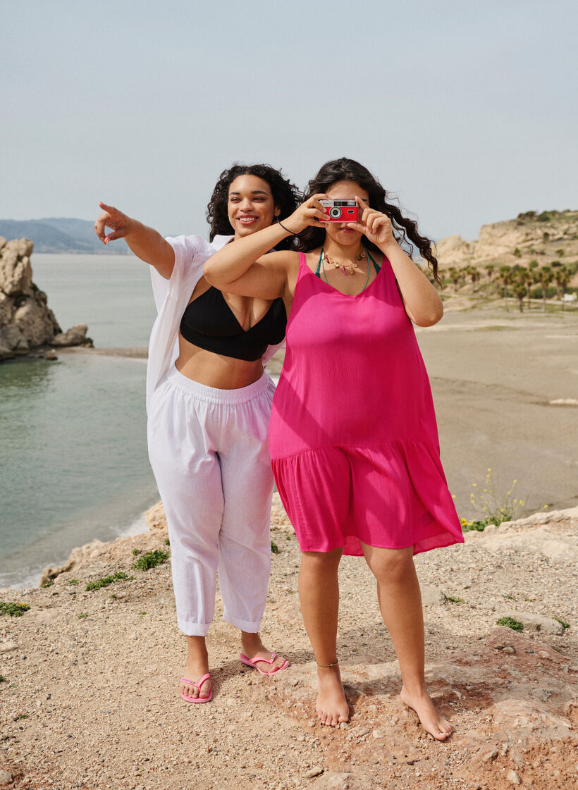 Viscose summer dress with straps, Raspberry Sorbet, Image image number 0