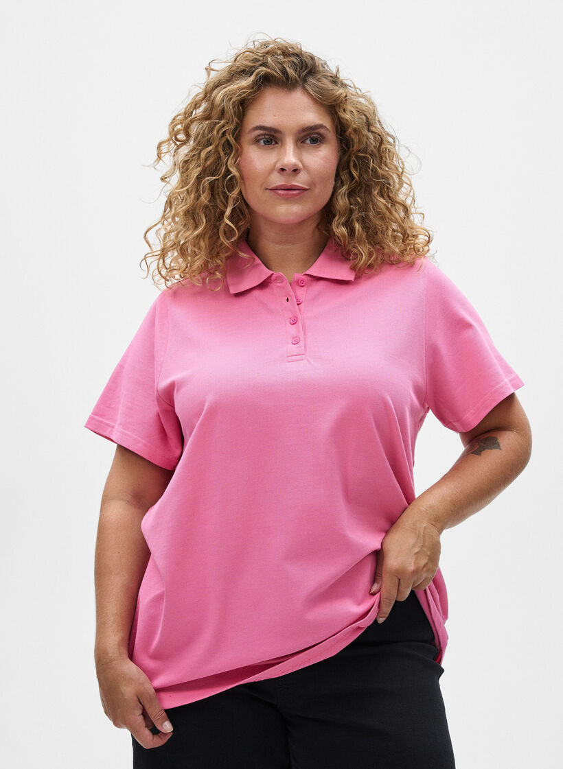 Polo shirt with short sleeves, Pink, Model image number 0