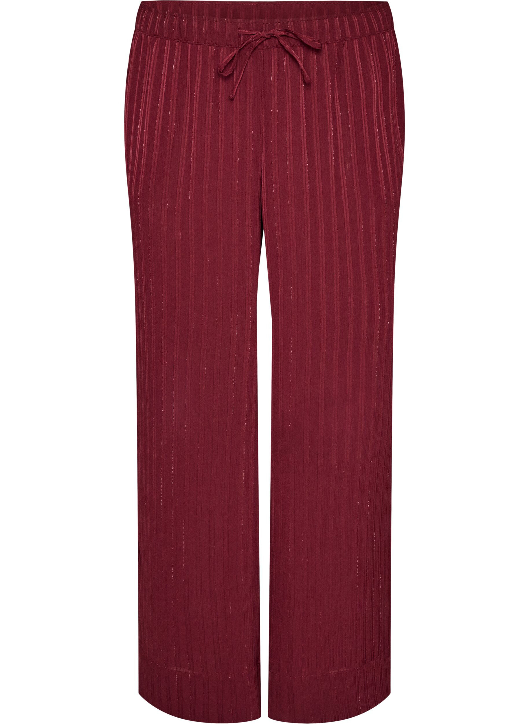 ZizzifashionTrousers with textured stripes and straight legs, Red, Packshot image number 0