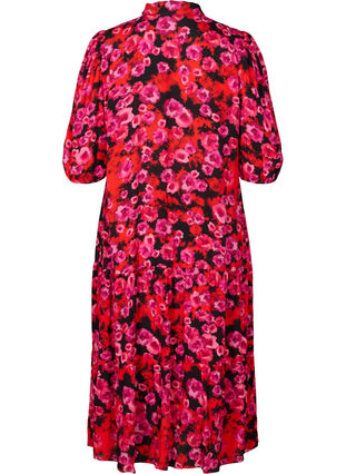 Floral maxi dress in viscose, RED FLOWER AOP, Packshot image number 1