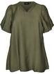 Tunic with balloon sleeves and a V-neck, Green, Packshot image number 0