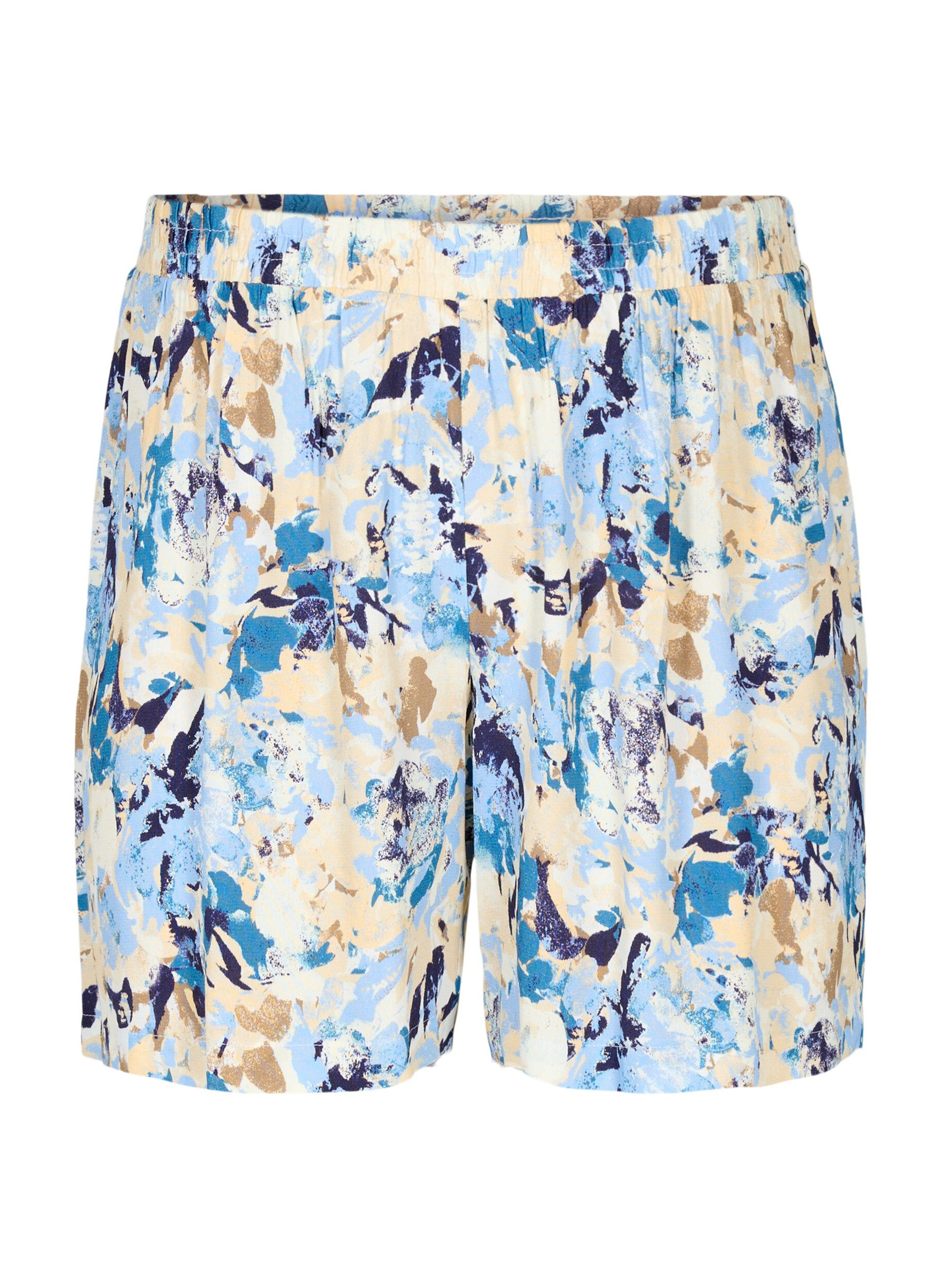Zizzifashion Loose-fitting shorts in viscose, Blue Graphic AOP, Packshot image number 0