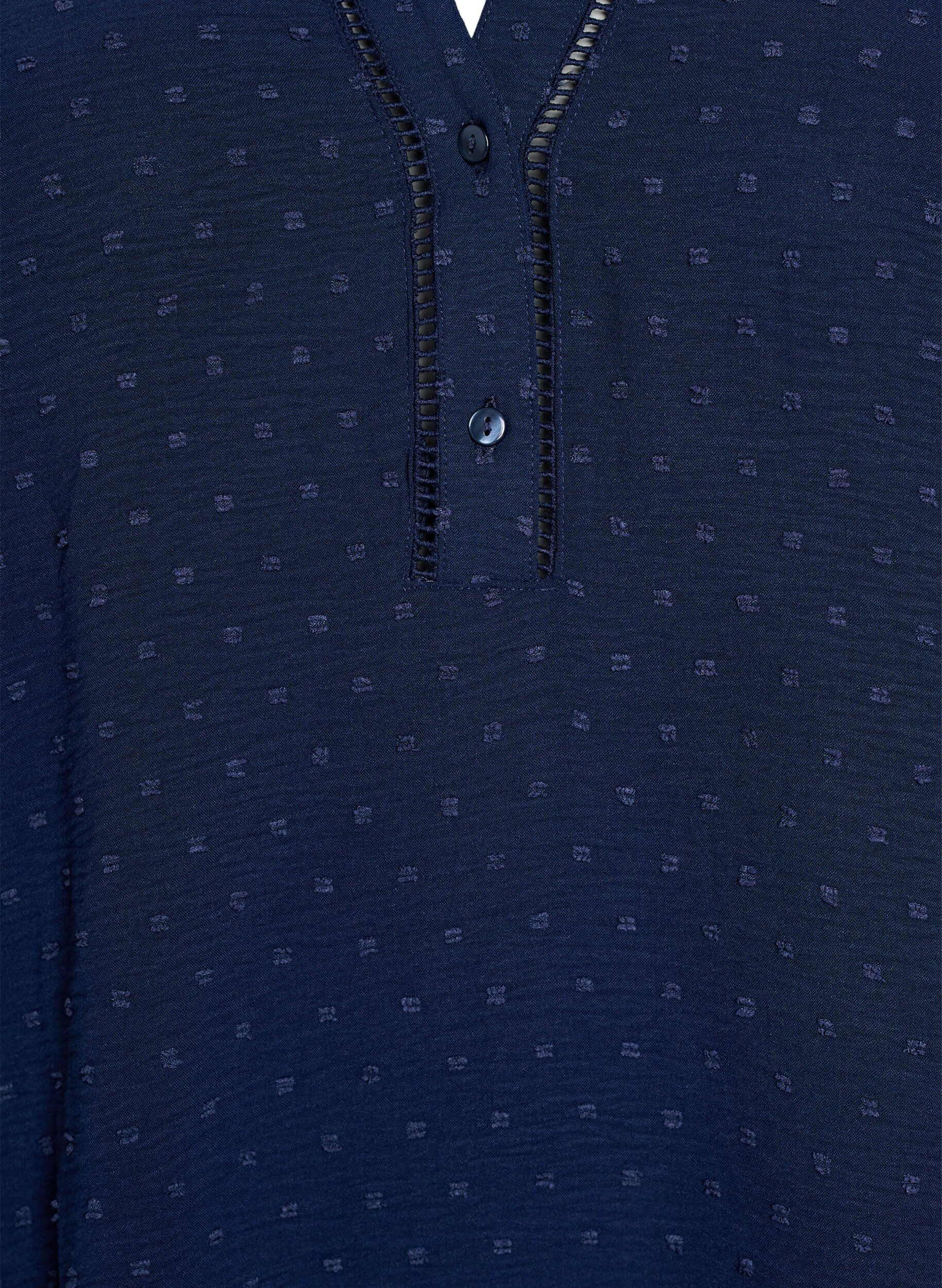 Zizzifashion Short dress with ruffle sleeves and dotted texture, Navy Blazer, Packshot image number 2