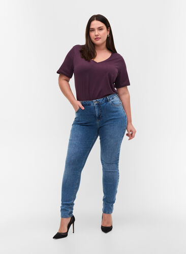 Super slim Amy jeans in cotton mixture, Blue denim, Model image number 0