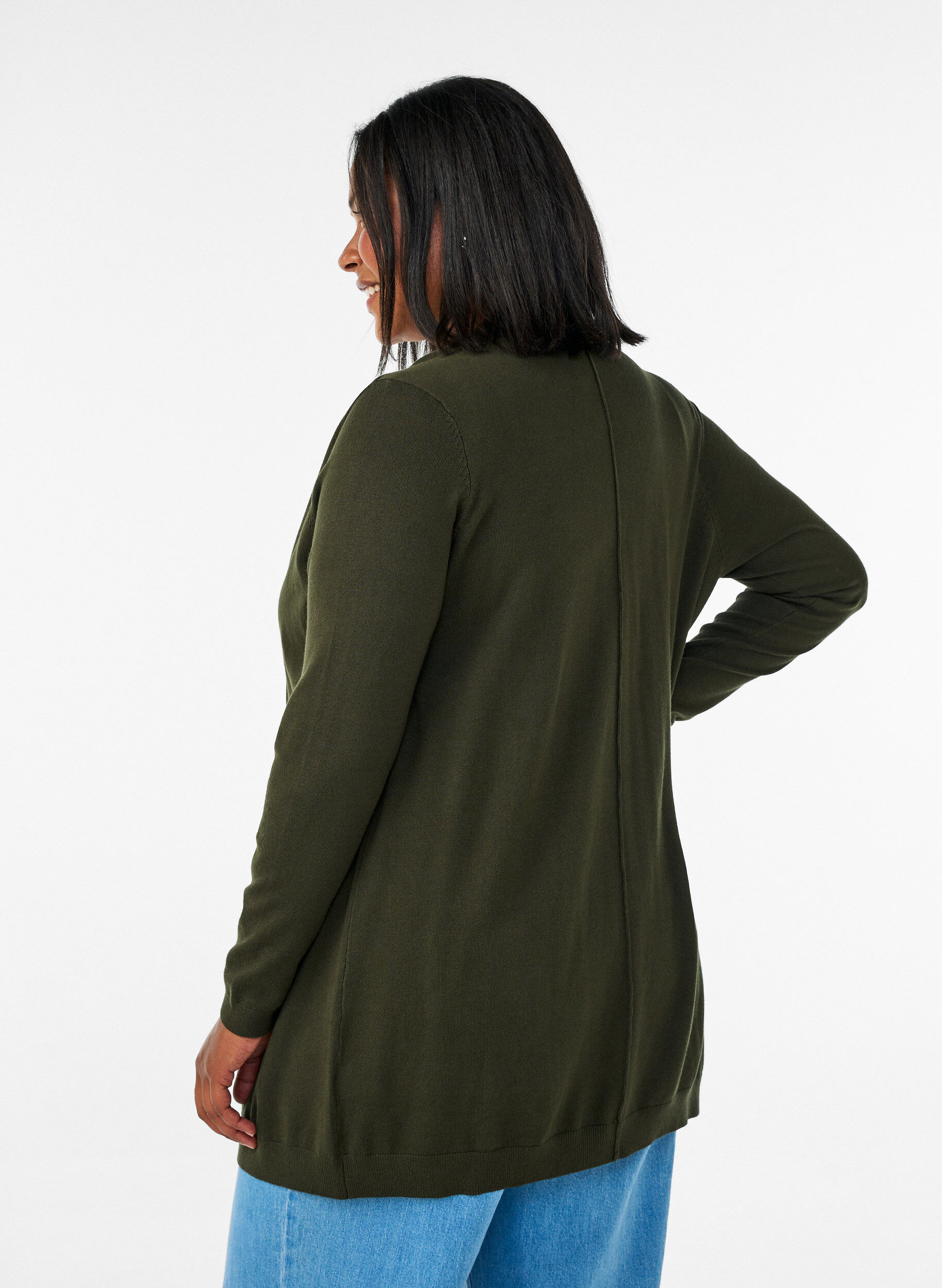 ZizzifashionLong knitted cardigan in a viscose blend, Green, Model image number 2