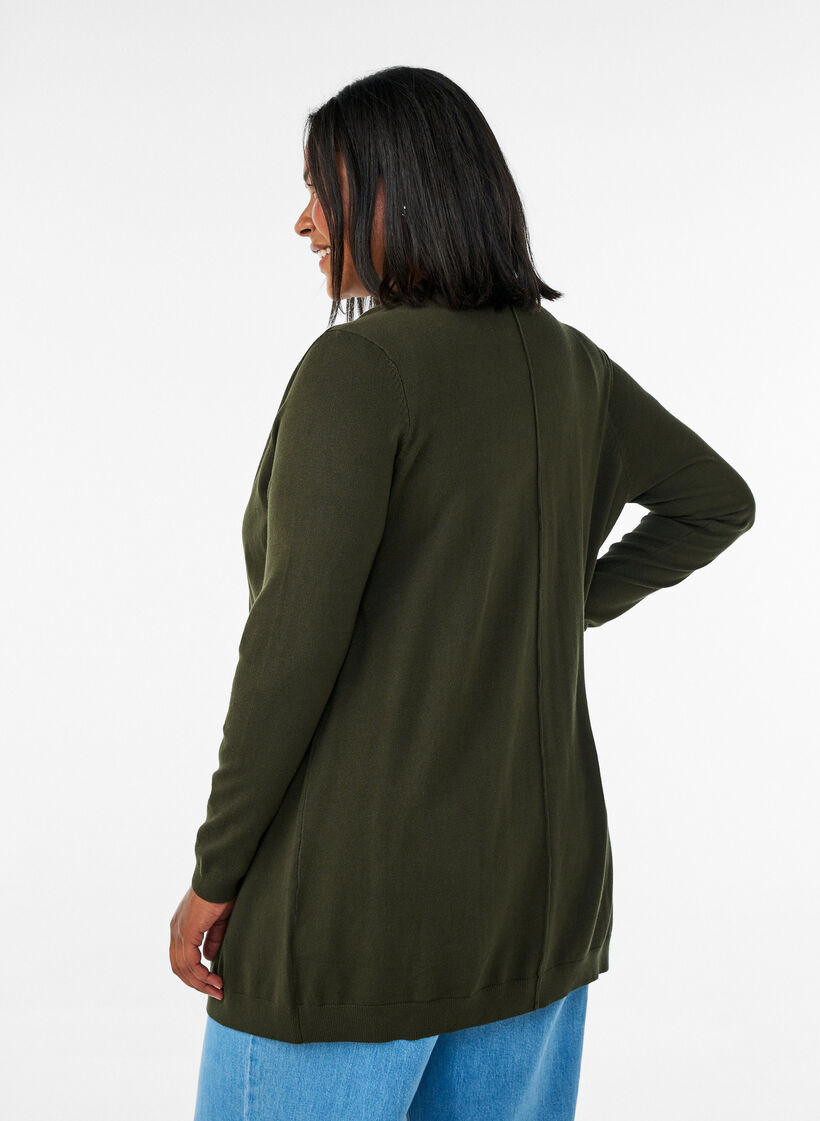 Long knitted cardigan in a viscose blend, Green, Model image number 2