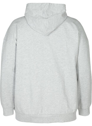 Sweater cardigan with a zip and hood, Light Grey Melange, Packshot image number 1