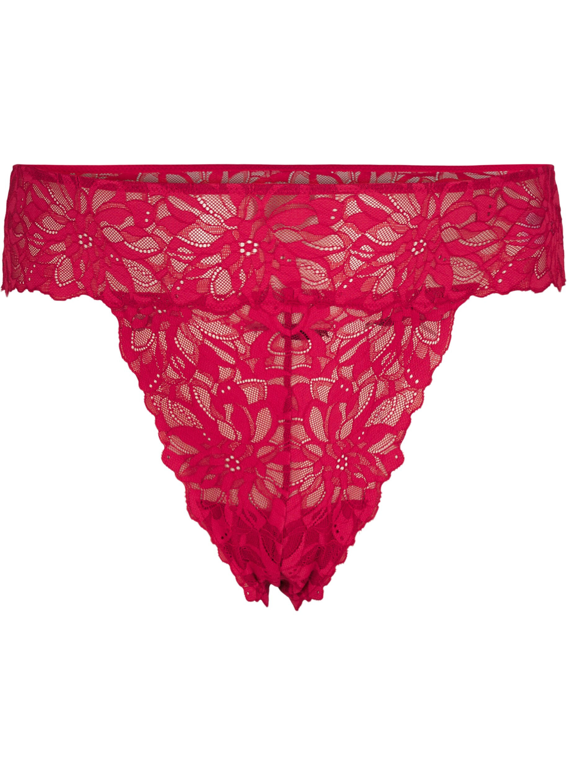 Zizzifashion Lace thong with a regular waist, Red, Packshot image number 0