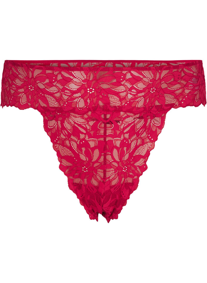 Lace thong with a regular waist, Red, Packshot image number 0
