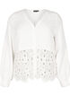 Cotton muslin shirt blouse with crochet details, Vanilla, Packshot image number 0