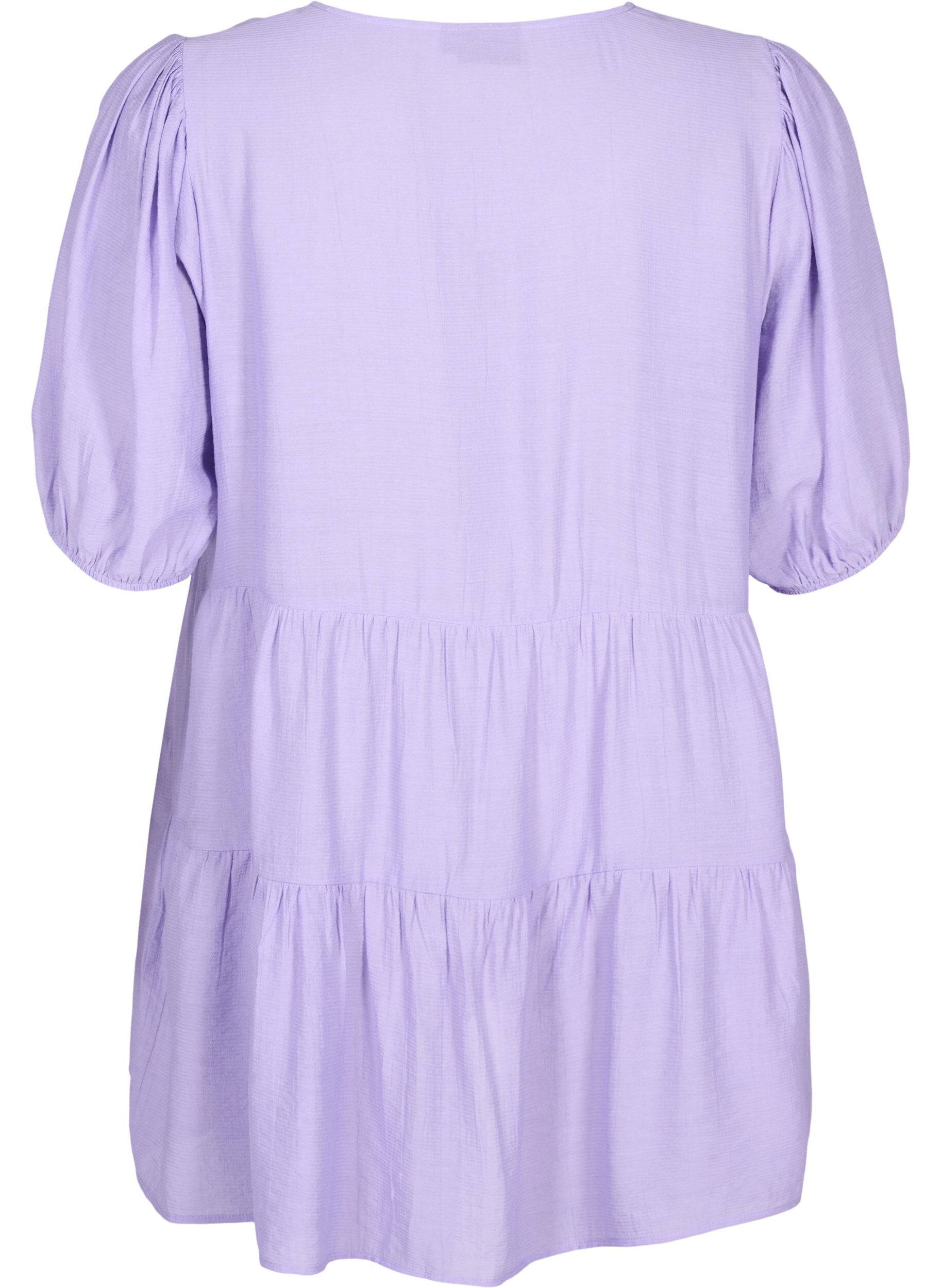 Zizzifashion A-line viscose tunic with lace-up detail, Purple, Packshot image number 1