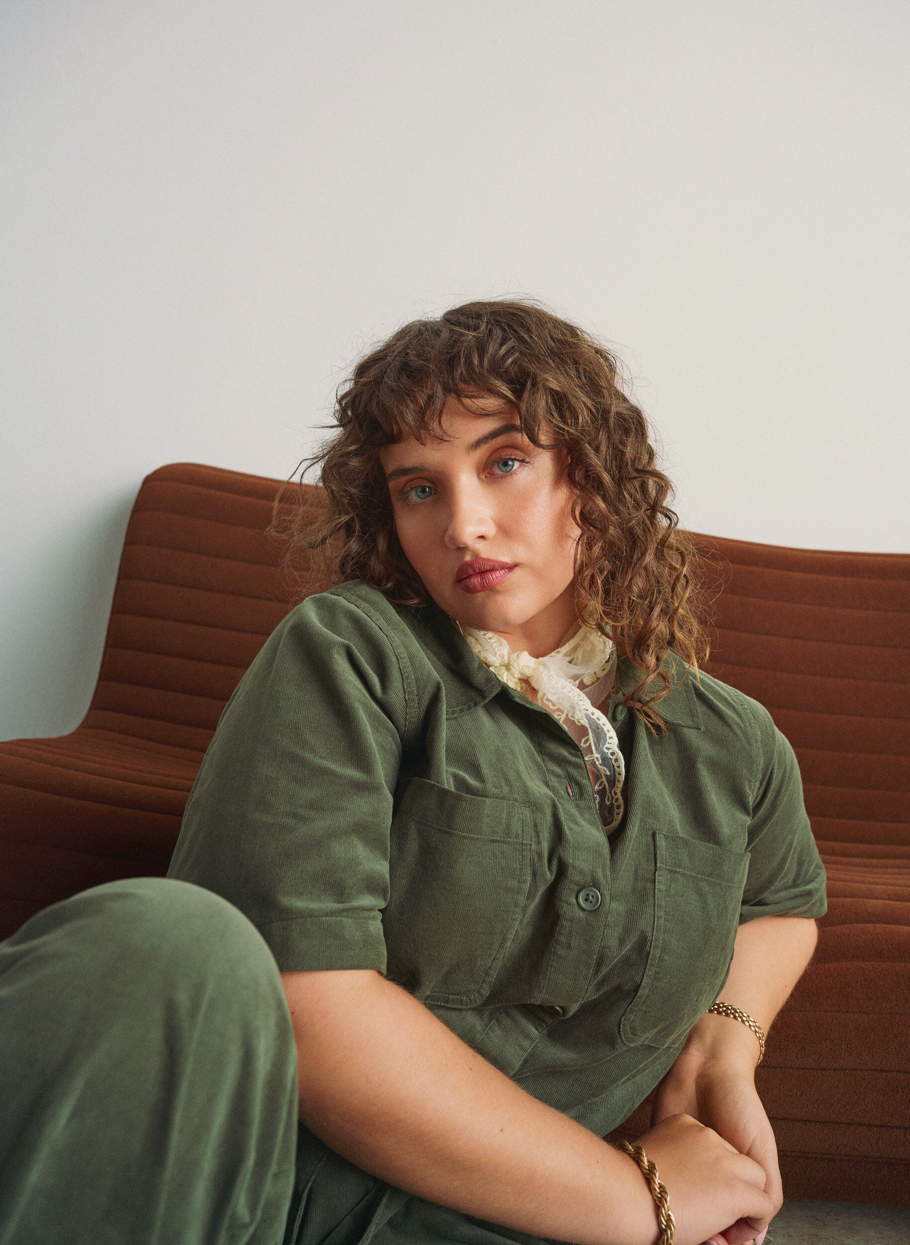 Corduroy jumpsuit with straight legs