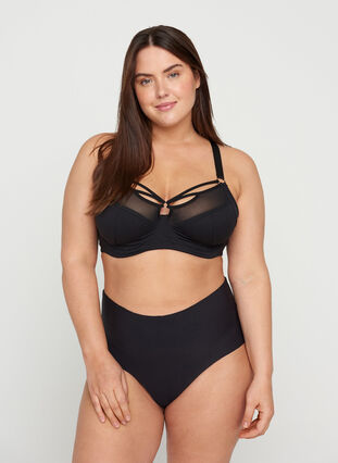 Figa underwired bra with mesh and straps, Black, Model image number 2
