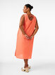 Sleeveless cotton blend dress with linen, Living Coral, Model image number 1