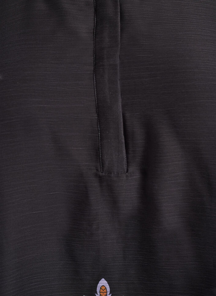 Blouse with paisley print and sheer sleeves, Black, Packshot image number 2