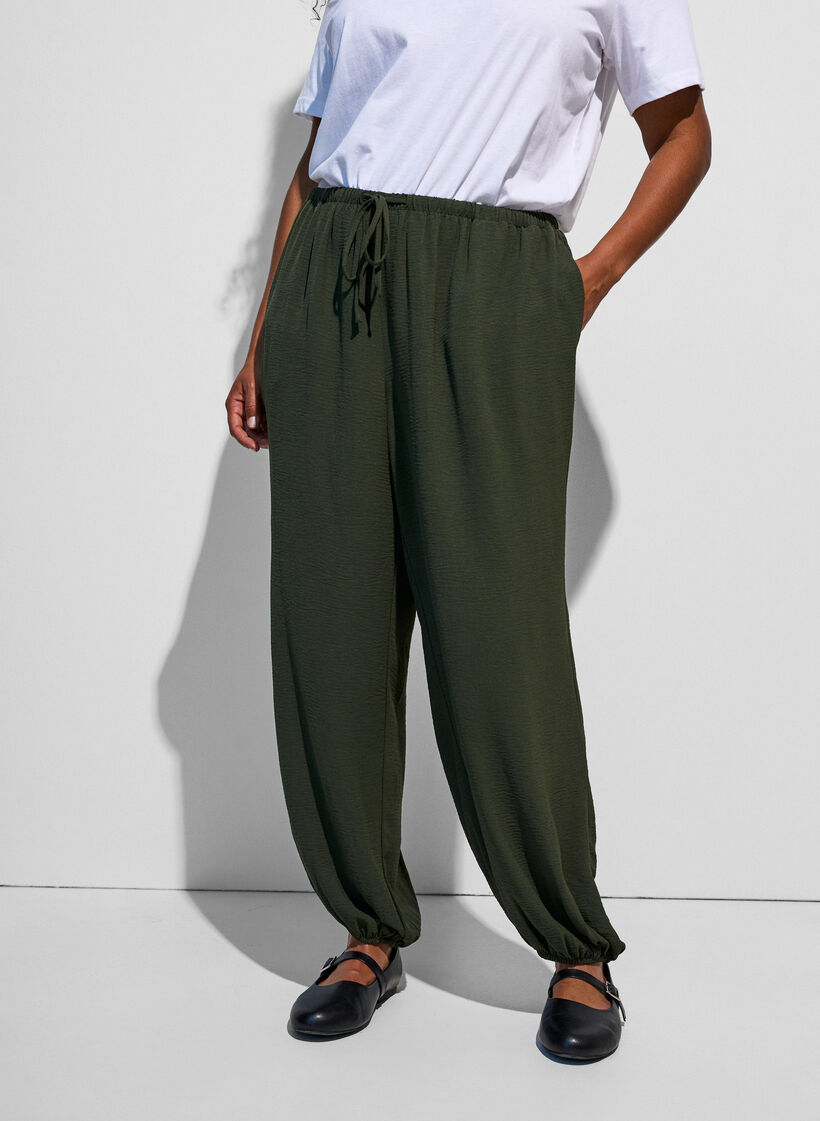 High-waisted balloon trousers, Green, Model image number 2