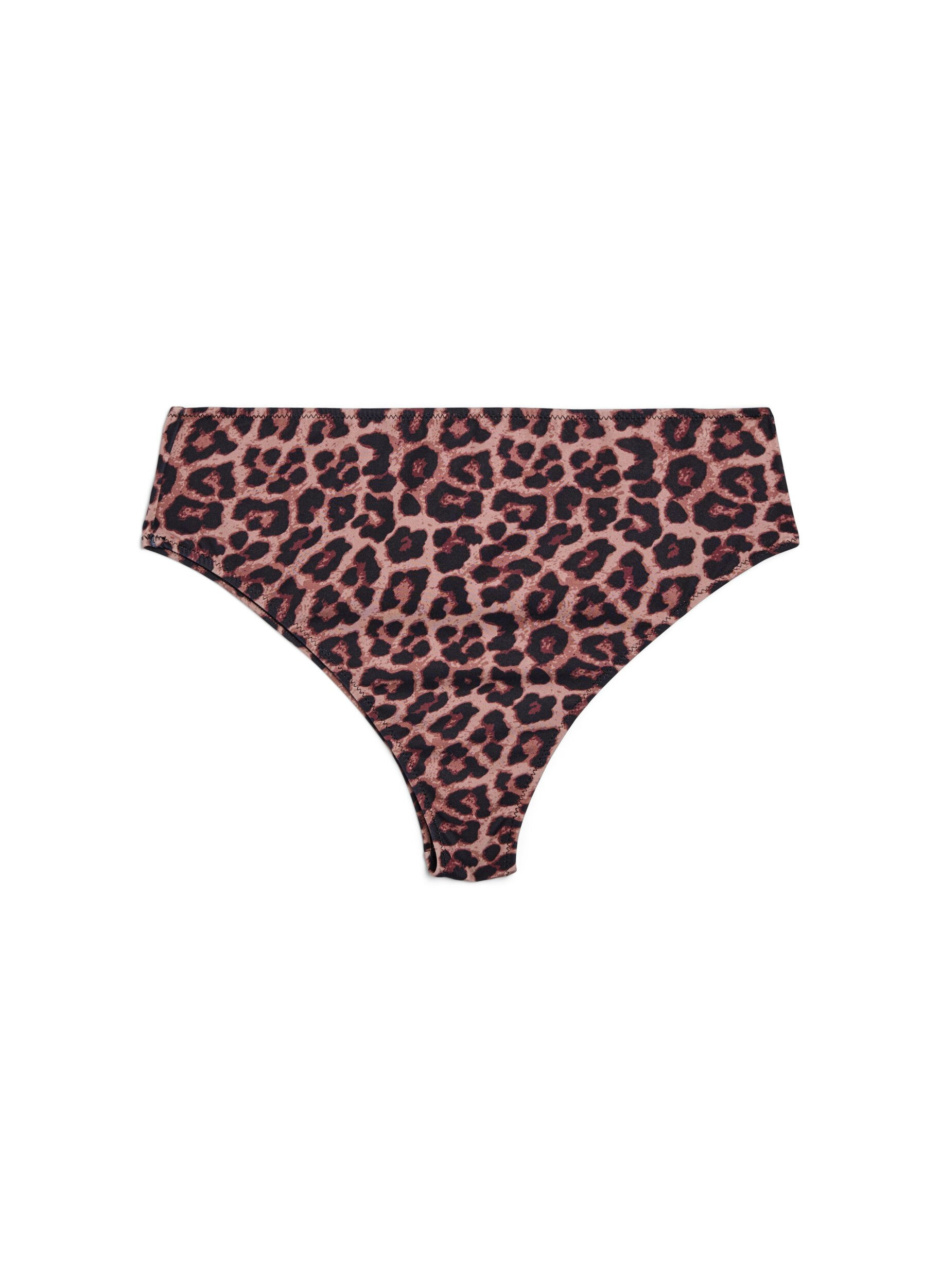 Zizzifashion Leopard brazilian bikini bottoms, Beige, Packshot image number 0