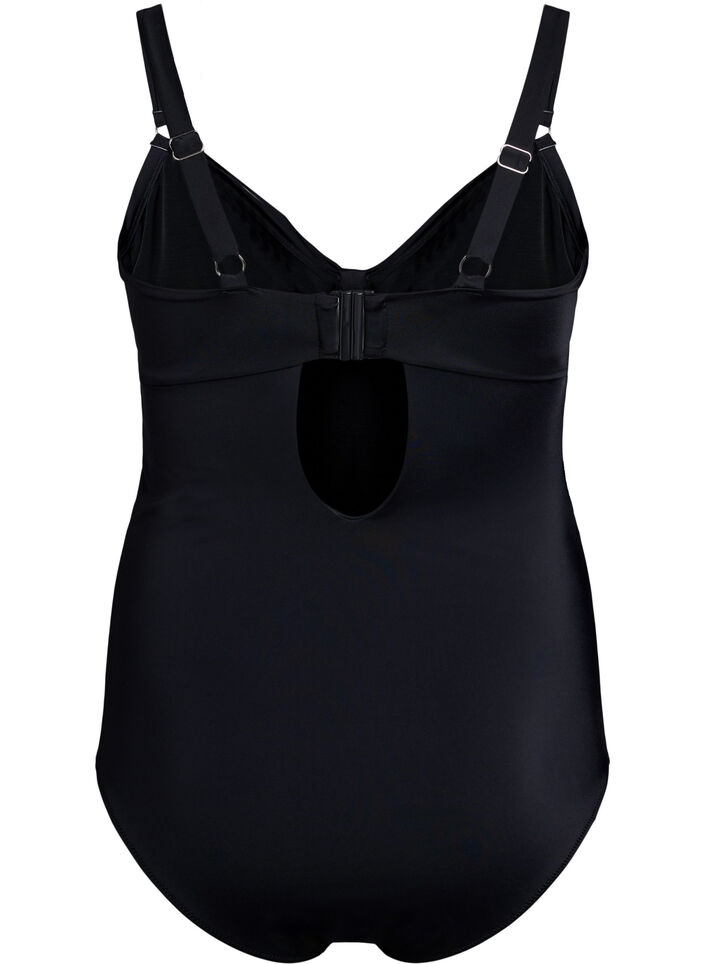 Swimsuit with underwire and draping, Black, Packshot image number 1