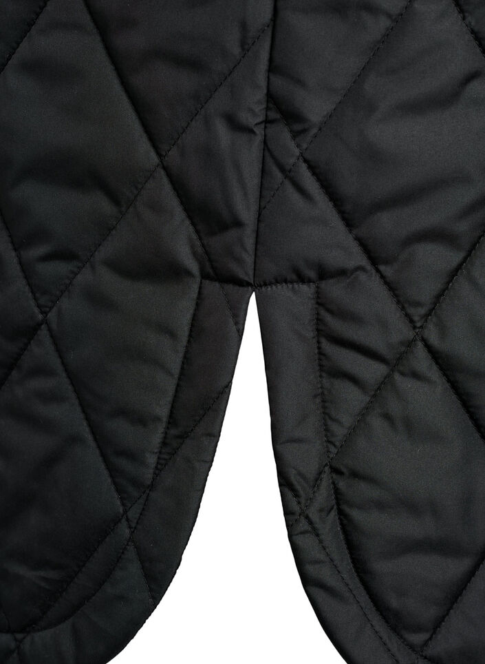 Long quilted gilet with press studs, Black, Packshot image number 4