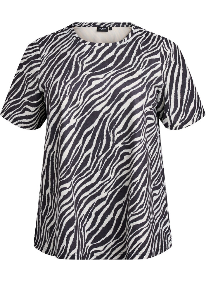 FLASH - Zebra print T-shirt, Black, Packshot image number 0