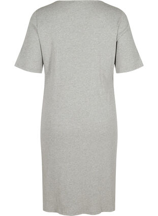 Short-sleeved dress in a ribbed fabric , Light Grey Melange, Packshot image number 1