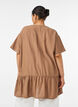 Loose tunic with crinkled texture and ruffle hem, Brown, Model image number 2