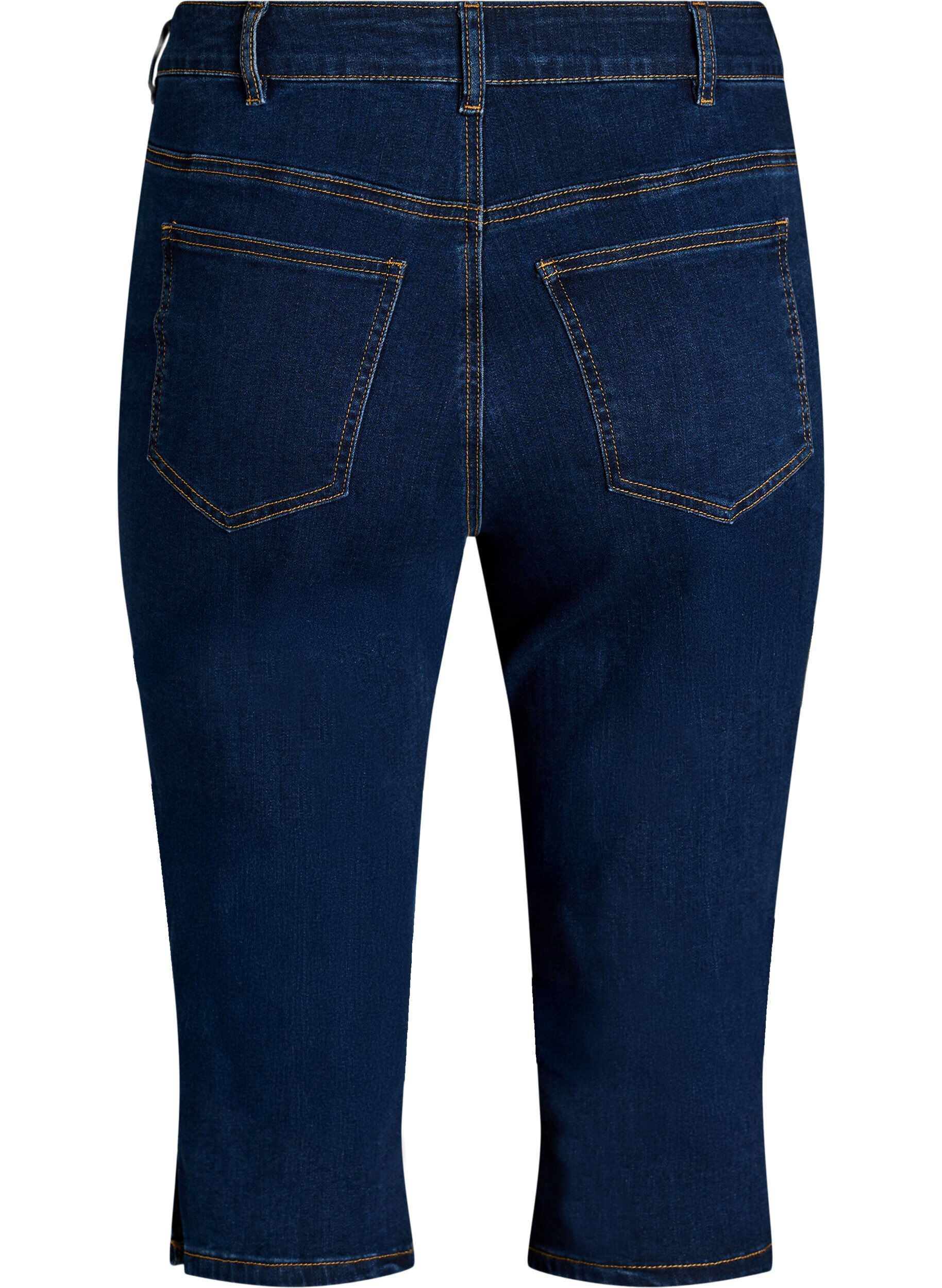 Zizzifashion High-waisted slim fit capris in stretch denim, Blue, Packshot image number 1