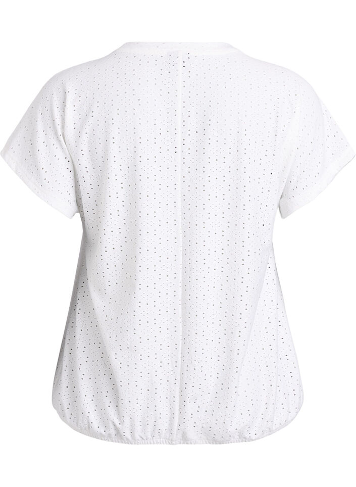 Blouse with eyelet embroidery and balloon-effect, White, Packshot image number 1