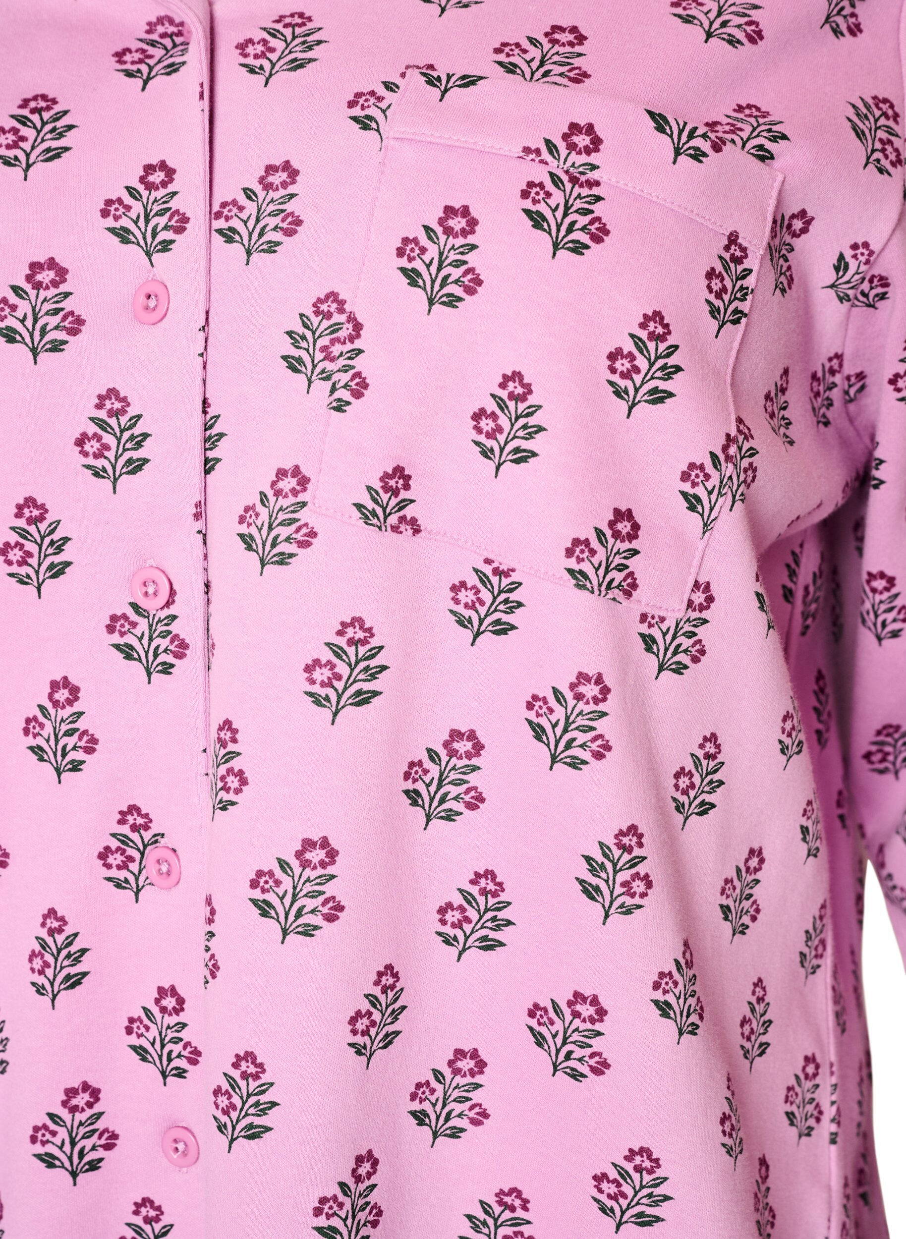 ZizzifashionCotton pyjama shirt with chest pocket, Rose, Packshot image number 2