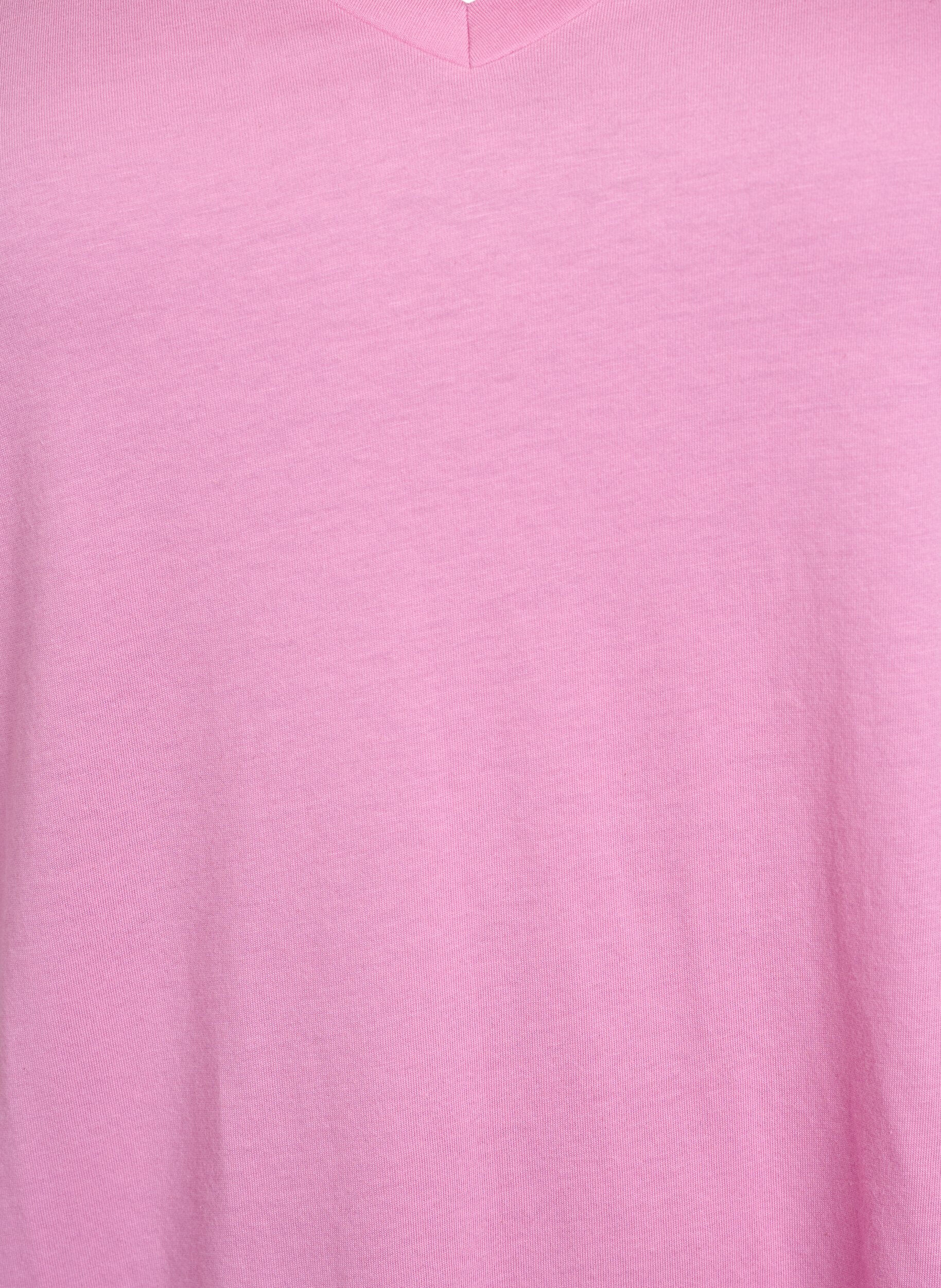 Zizzifashion Single colour oversized t-shirt with v-neck, Pink, Packshot image number 2