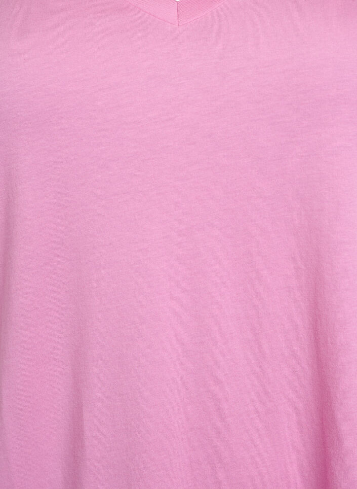 Single colour oversized t-shirt with v-neck, Pink, Packshot image number 2