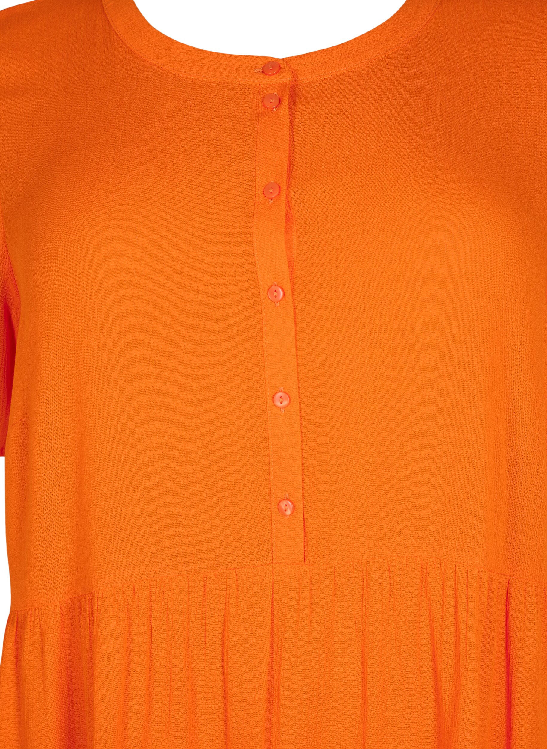 Zizzifashion Short-sleeved viscose dress with A-line cut, Exuberance, Packshot image number 2