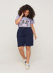Loose cotton shorts with pockets, Blue, Model image number 1