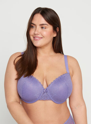 Alma underwired bra with lace, Purple Haze, Model image number 0